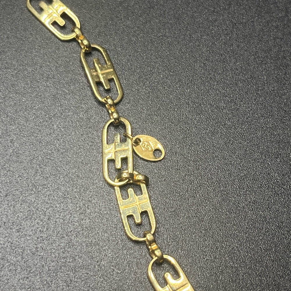 Gold tone chain necklace Givenchy style vintage link necklace GS signed - Picture 4 of 7